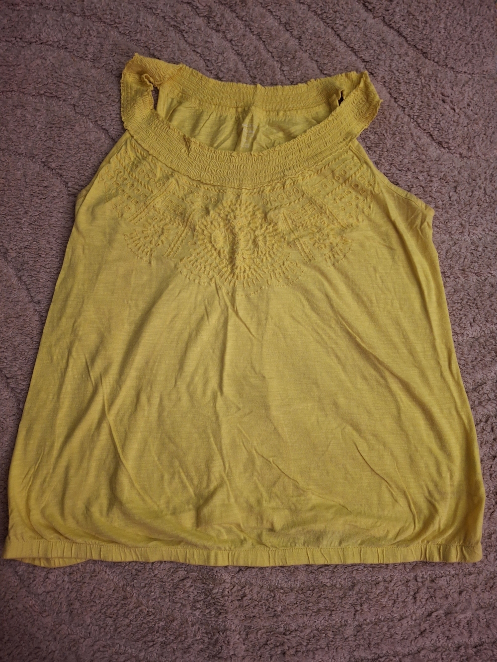 Lane Bryant Yellow Embroidered Halter Tank Top